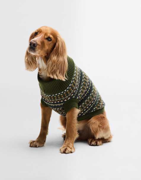 Barbour Marlow fairisle knit dog jumper in green - view 1