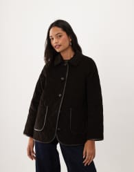 Barbour Marlow quilted button through jacket in dark brown