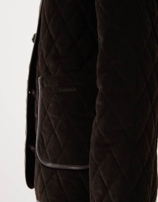 Barbour Marlow quilted button through jacket in dark brown, 4 of 4