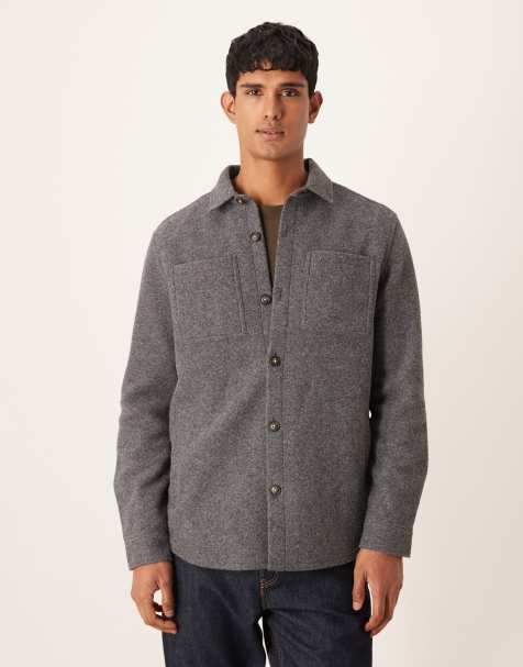 Barbour Marlow tailored wool blend overshirt in dark grey marl - GREY - view 1