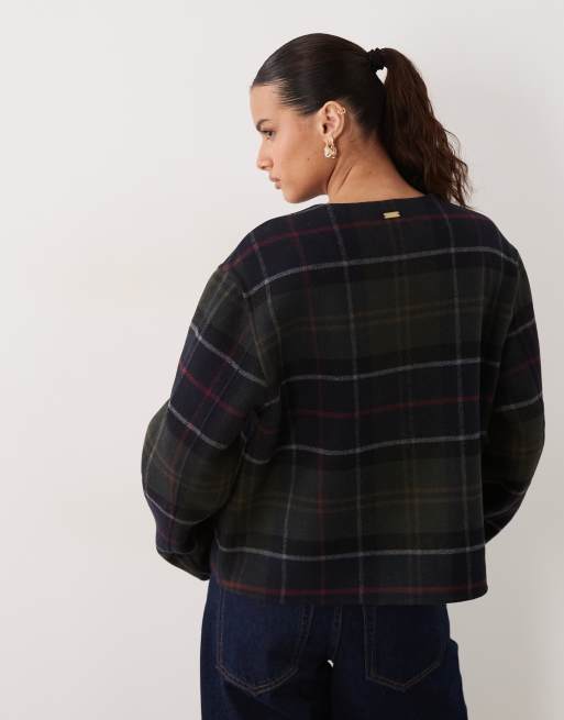 Barbour Marlow tartan check button through overshirt jacket in navy/green, 4 of 4