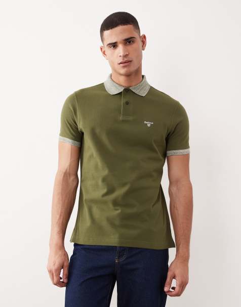 Barbour marlton tailored polo shirt in winter moss - view 1