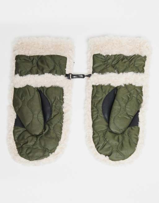 Barbour Marnie waterproof mittens in olive green , 2 of 3