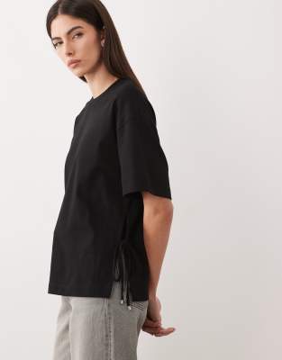 Barbour Marron Tie Detail T-shirt In Black