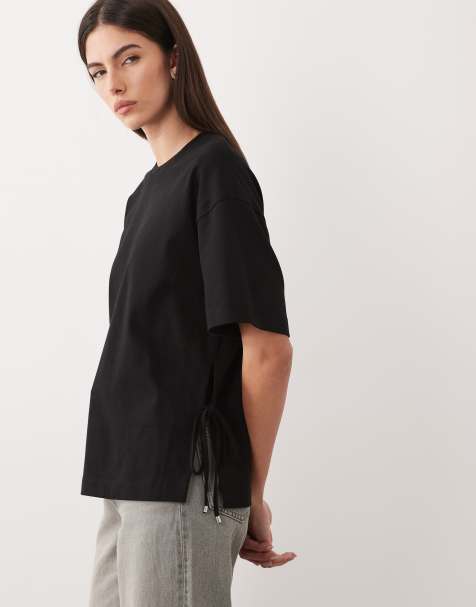 Barbour Marron tie detail t-shirt in black - view 1