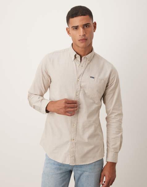 Barbour Marsden tailored oxford shirt in washed stone - STONE