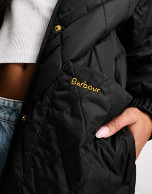 Barbour – Marsett – Gesteppte, lange Jacke in Schwarz mit Knopfleiste, 3 von 4