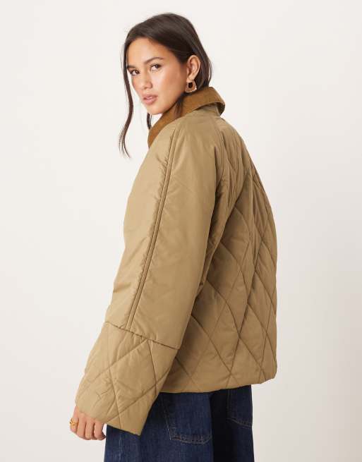 Barbour Martha quilted jacket in military brown/ancient tartan ASOS