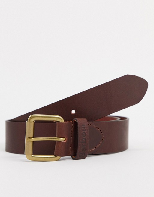 Barbour Matt leather belt in brown