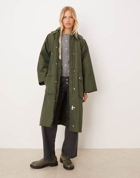 Barbour Maude waterproof jacket in olive green/ancient tartan 
