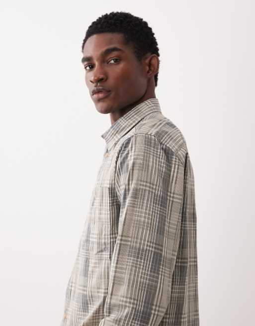Barbour Maxwell long sleeve tartan check relaxed shirt in grey/green, 4 of 5
