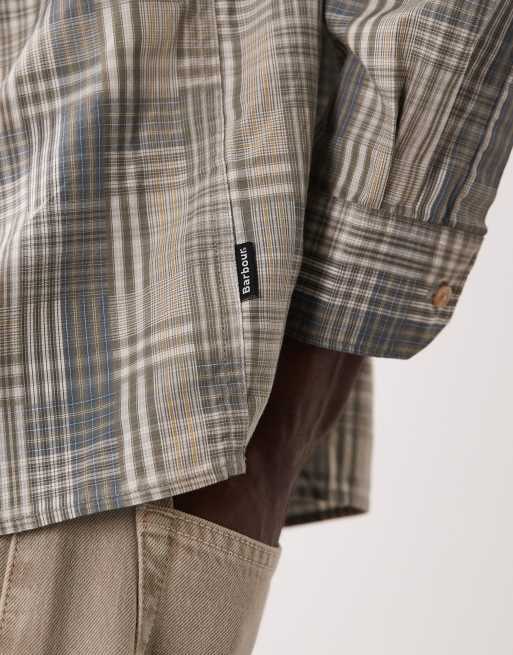 Barbour Maxwell long sleeve tartan check relaxed shirt in grey/green, 5 of 5