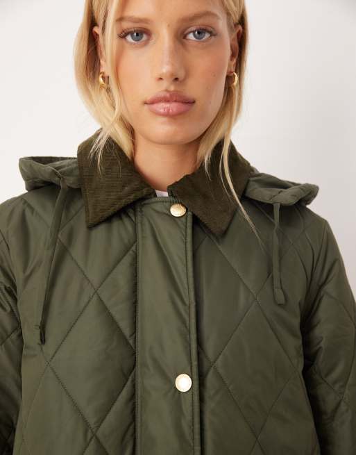 Barbour Meredith quilted jacket in olive green/ancient tartan , 3 of 4