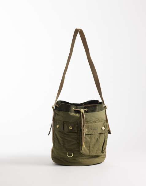 Barbour Mia drawstring cargo bucket bag in khaki - view 1