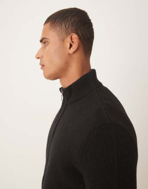 Barbour Milburn zip through knitted jumper in black - BLACK, 4 of 5