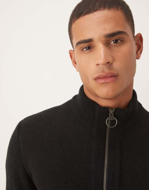 Barbour Milburn zip through knitted jumper in black - BLACK, 5 of 5