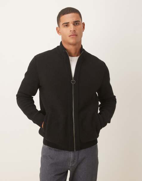 Barbour Milburn zip through knitted jumper in black - BLACK