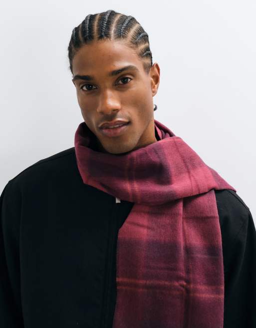 Barbour Mineral knitted lambswool tartan check scarf in red, 3 of 5