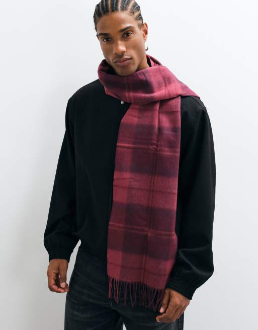 Barbour Mineral knitted lambswool tartan check scarf in red, 5 of 5