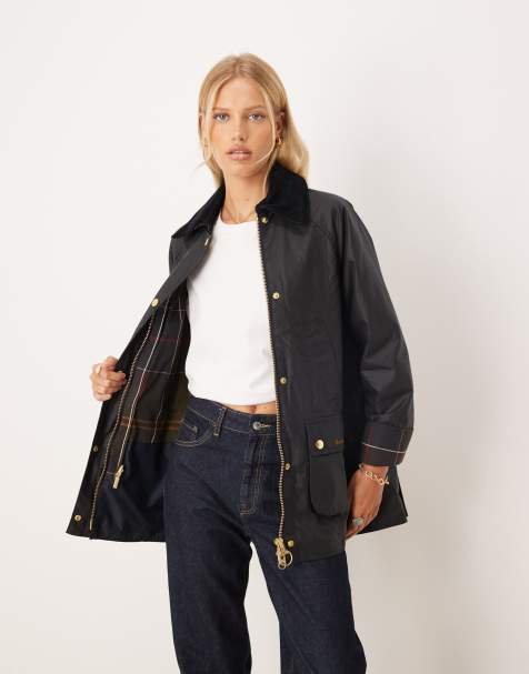 Barbour - Modern beadnell - Met was behandeld jack in marineblauw - view 1