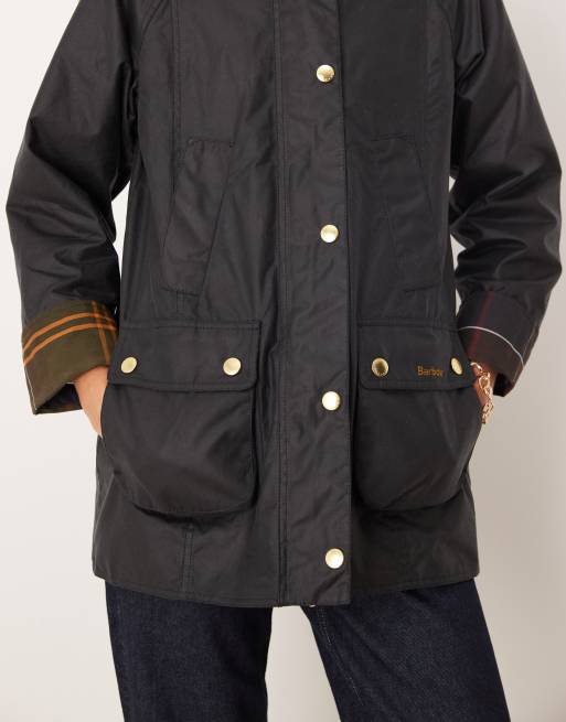 Barbour Modern Beadnell wax jacket in navy/classic , 4 of 4