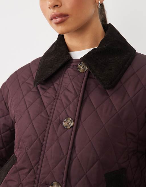 Barbour Moira quilted collared jacket in burgundy, 4 of 4