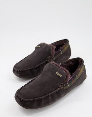 Barbour Monty suede slippers in brown