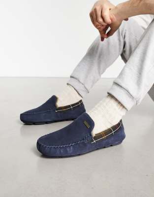 Barbour monty suede slippers in navy