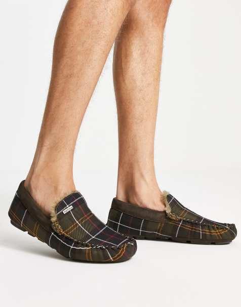 Barbour Monty tartan check slippers in multi - view 1