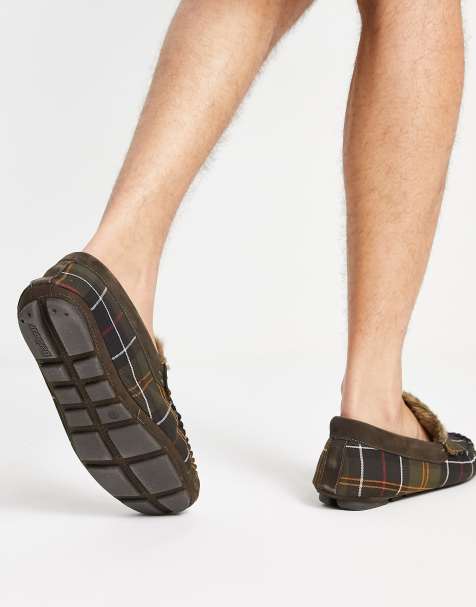 Barbour monty tartan check slippers in multi - view 2