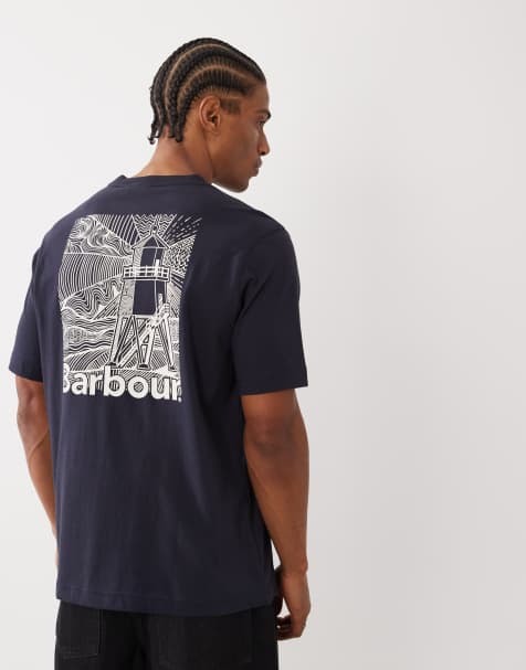 Barbour Moonwell short sleeve back graphic relaxed t-shirt in navy - view 1
