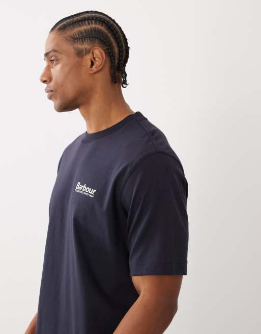 Barbour Moonwell short sleeve back graphic relaxed t-shirt in navy, 4 of 5
