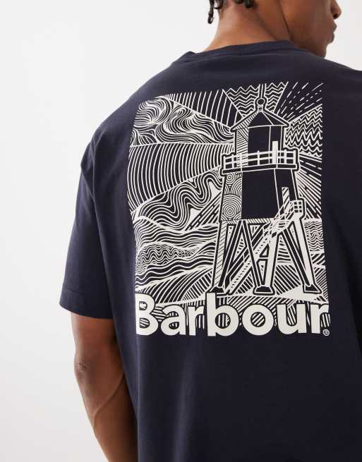 Barbour Moonwell short sleeve back graphic relaxed t-shirt in navy, 5 of 5