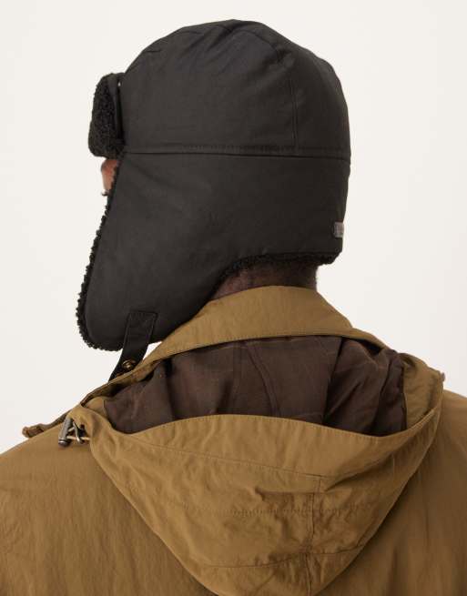 Barbour Morar wax trapper hat in black | ASOS