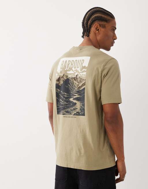 Barbour Morden relaxed graphic t-shirt with back print in olive, 3 of 5