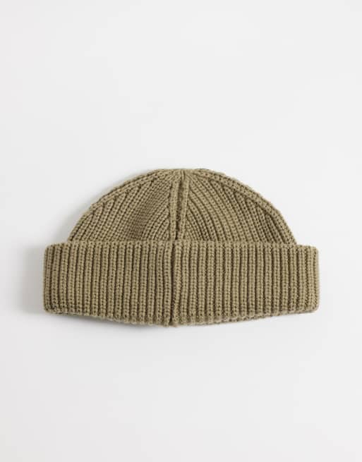Barbour Mosely knitted logo fisherman beanie in beige, 2 of 3