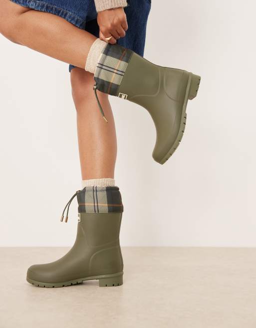 Barbour Mowbray mid welly in olive green/ancient tartan , 2 of 4