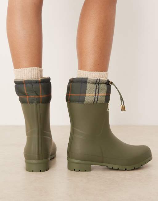 Barbour Mowbray mid welly in olive green/ancient tartan | ASOS