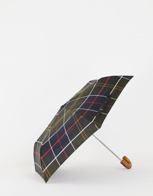 Barbour - Multifarvet skotskternet mini-paraply