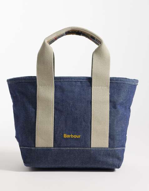 Barbour Mya mini denim tote bag in mid wash blue - view 1