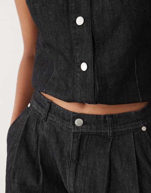 Barbour Myra co-ord oversized bermuda over dyed denim shorts in black, 2 of 5
