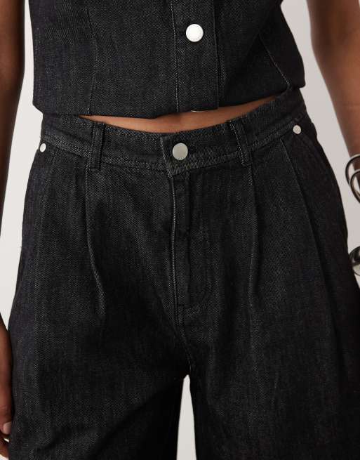 Barbour Myra co-ord oversized bermuda over dyed denim shorts in black, 4 of 5