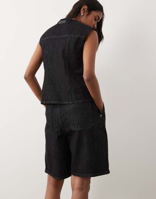 Barbour Myra co-ord oversized bermuda over dyed denim shorts in black, 5 of 5