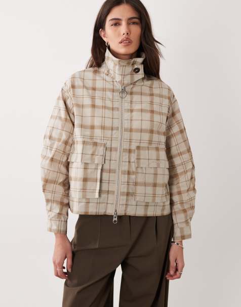 Barbour Myshall tartan dry wax jacket in beige - view 1