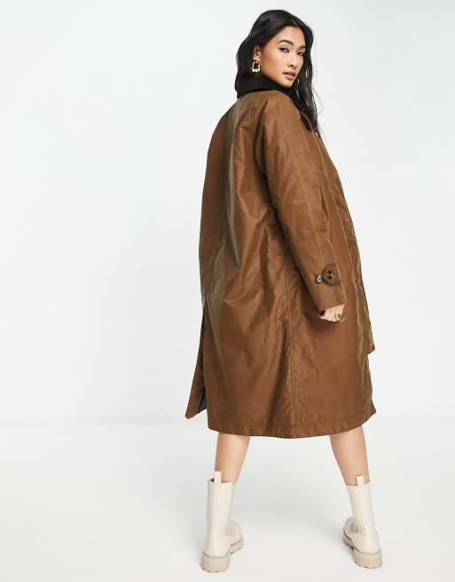 Barbour Nancy wax trench coat in camel