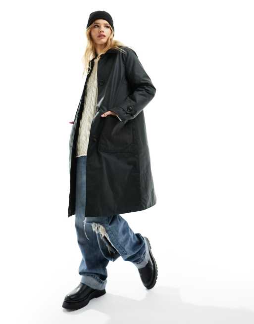 Barbour - Newholm - Manteau ajusté en tissu ciré à détails écossais - Vert