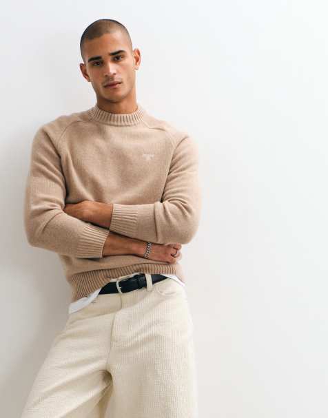 Barbour Newtown knitted crew neck jumper in beige - view 1