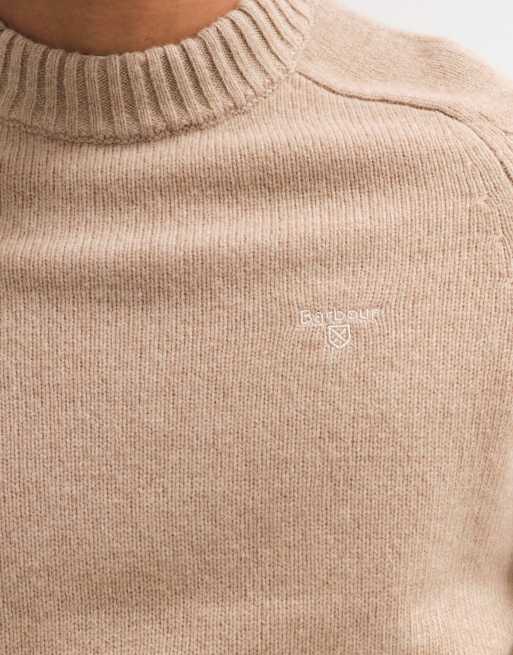 Barbour Newtown knitted crew neck jumper in beige, 3 of 5