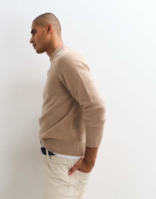 Barbour Newtown knitted crew neck jumper in beige, 5 of 5