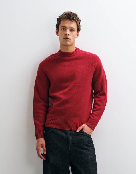 Barbour Newtown knitted crew neck jumper in red - view 1